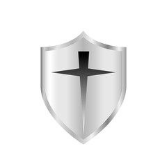 銀色の盾のイラスト。セキュリティ対策のアイコン。