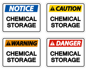 Label Chemical Storage Sign On White Background