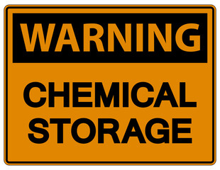 Warning Chemical Storage Sign On White Background