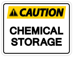 Caution Chemical Storage Sign On White Background