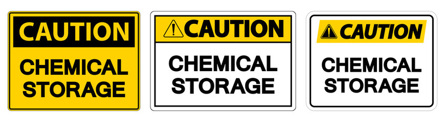 Caution Chemical Storage Sign On White Background