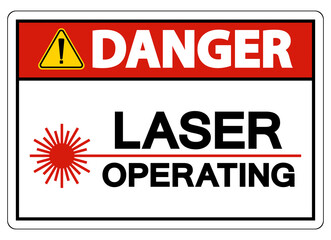Danger Safety Sign Laser Operating On White Background