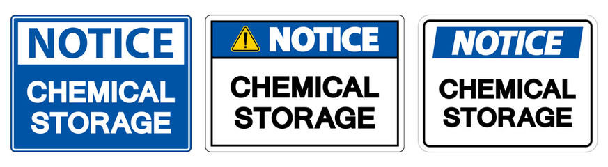 Fototapeta premium Notice Chemical Storage Sign On White Background