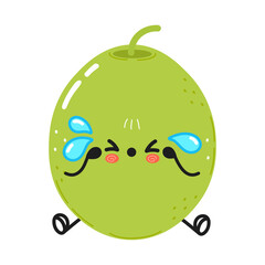 Cute sad olive character. Vector hand drawn cartoon kawaii character illustration icon. Isolated on white background. Sad olive character concept