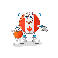 Obraz premium canada flag dribble basketball character. cartoon mascot vector