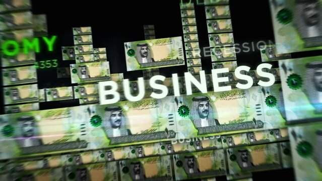 Bahrain Dinar money loop 3d animation. Camera flying between BHD banknotes. Finance, economy, crisis, business success, recession, debt and tax seamless looped concept.
