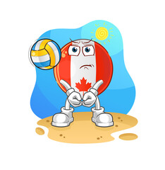 canada flag play volleyball mascot. cartoon vector