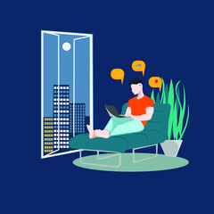 illustration of a house with a graph and a house