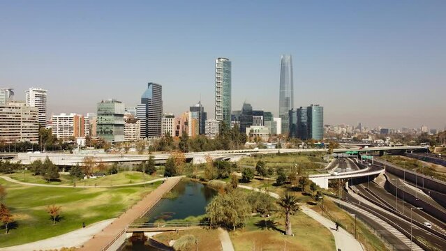 Drone view of the Costanera Center Santiago Chile