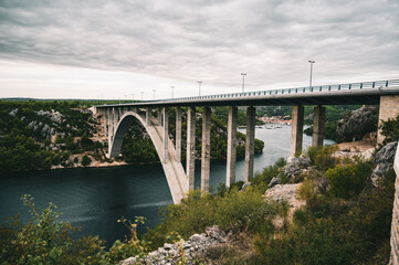 Fototapeta na wymiar bridge over the river in the mountains, Croatia