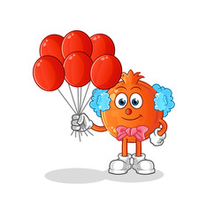 pomegranate clown with balloons vector. cartoon character