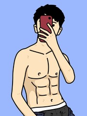 Fototapeta premium cute man cartoon on blue background