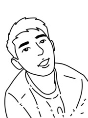 black and white of man cartoon for coloring