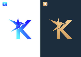 Letter K Bird Logo Design Template for Travel, tour, freedom and peace business