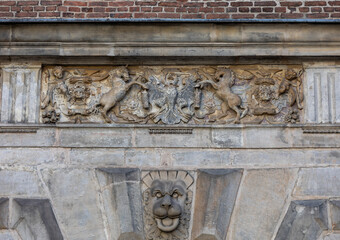 Gdansk, Poland. The facade of the restored Gdańsk patrician house in the Long Market