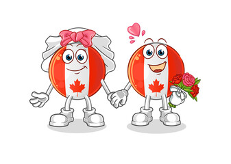 canada flag wedding cartoon. cartoon mascot vector