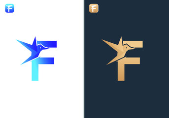 Letter F Bird Logo Design Template for Travel, tour, freedom and peace business