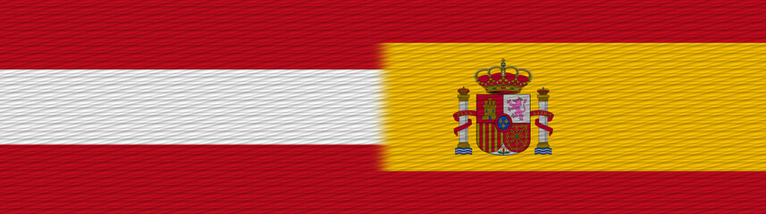 Spain and Austria Fabric Texture Flag – 3D Illustration