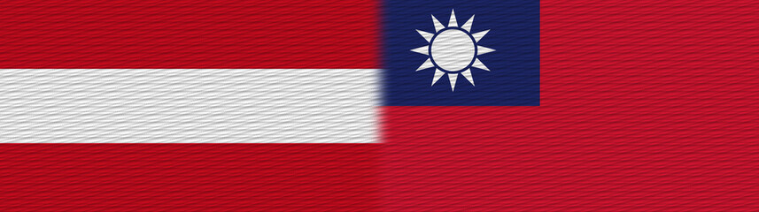 Taiwan and Austria Fabric Texture Flag – 3D Illustration