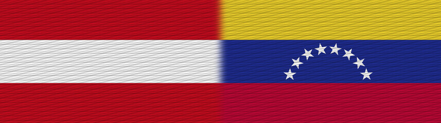 Venezuela and Austria Fabric Texture Flag – 3D Illustration