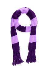 Knitted scarf on a white background.