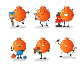 pomegranate artist group character. cartoon mascot vector