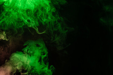 Green and pink steam on a black background.