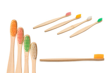 Bamboo toothbrush isolated on a white background.