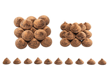 Chocolate truffles isolated on a white background.