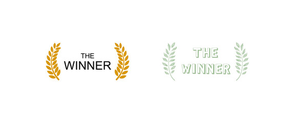 Two style of olive branch frame the text "The Winner".	