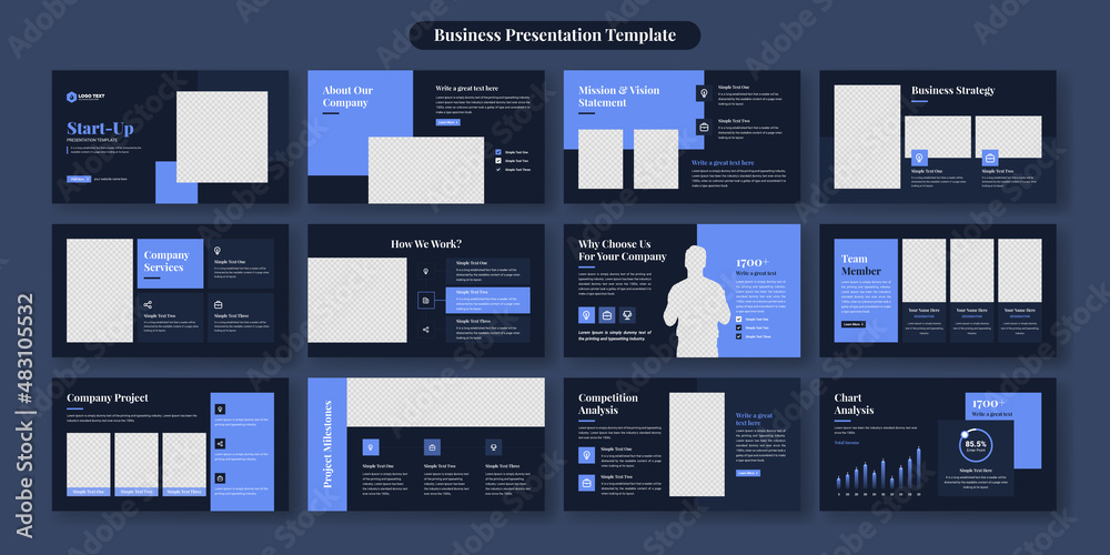 Wall mural creative business powerpoint presentation slides template design. use for modern keynote presentatio