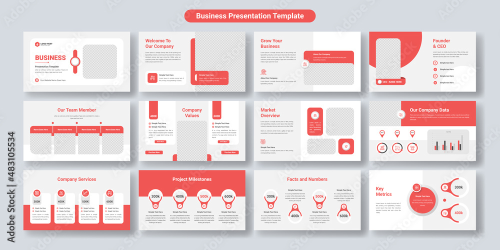 Wall mural creative business powerpoint presentation slides template design. use for modern keynote presentatio