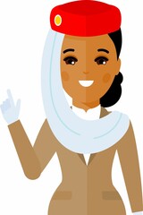 Stewardess air hostess in Uniform in Flat Style.