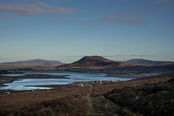 View on Blacksod Bay from Achill Island, county Mayo in Ireland.View during a mountain hike in Derreen on Achill Island.