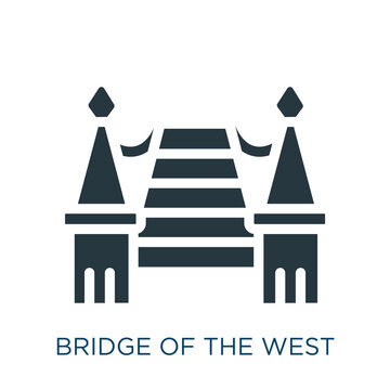 bridge of the west vector icon. bridge of the west, west, bridge filled icons from black flat monuments concept. Isolated glyph icon, vector illustration symbol element for web design and mobile apps