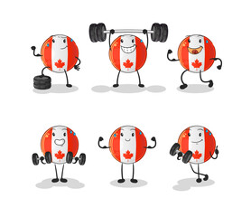 canada flag exercise set character. cartoon mascot vector