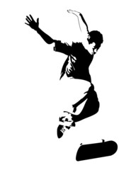 ragazzo con skateboard ollie salto acrobazia sport estremo strada città skate flip trick bravura