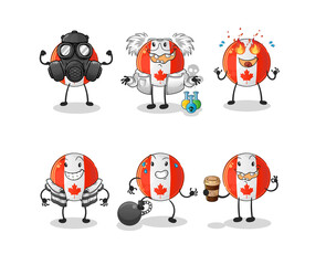 canada flag villain group character. cartoon mascot vector