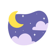 Day night icon vector. cloudy sunlight during the day and the moonlight in the starry sky