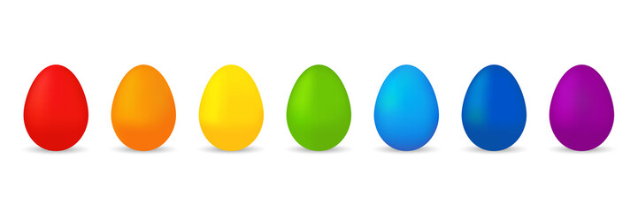 Set of colorful Easter eggs isolated on a white background.