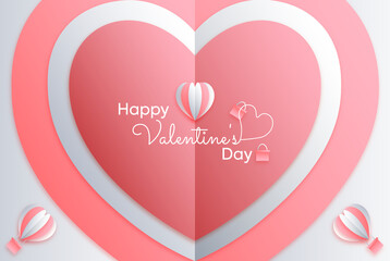 Happy valentine day. with heart shape ,Gift boxes,baloon & valentine's day background Vector With love