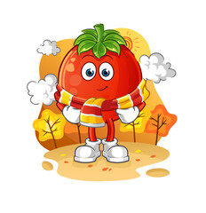 tomato in the autumn. cartoon mascot vector