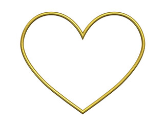 3d illustration. Golden heart isolated on white background