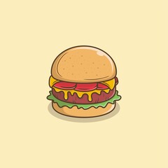 cute cartoon cheeseburger. vector illustration for mascot logo or sticker