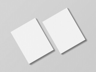 Blank book cover and back cover mockup. Realistic mockups book with shadows on grey background. US letter size standard.