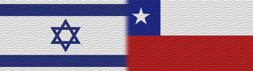 Chile and Israel Fabric Texture Flag – 3D Illustration