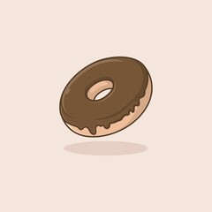 cute cartoon chocolate donut. vector illustration for mascot logo or sticker