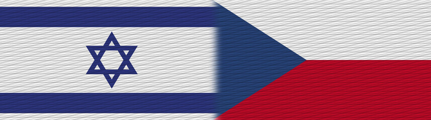 Czech Republic and Israel Fabric Texture Flag – 3D Illustration