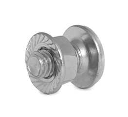 Obraz premium Metal carriage bolt with flange nut isolated on white