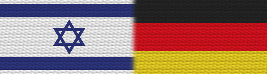 Obraz premium Germany and Israel Fabric Texture Flag – 3D Illustration